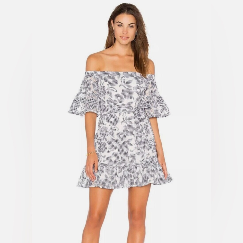 J.O.A. Floral Lace Off-the-Shoulder Mini Dress